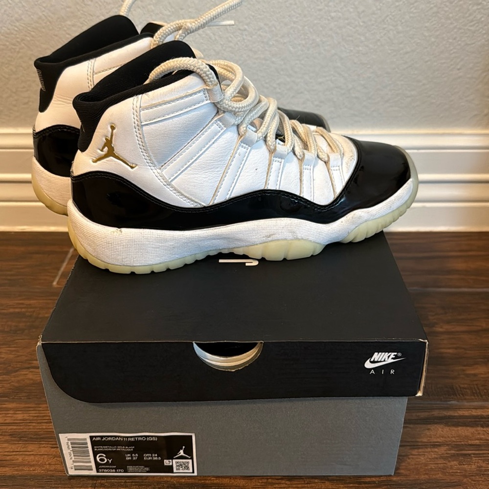 Jordan White and Gold Sneakers